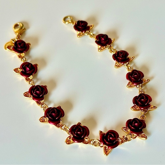 Danbury Mint Jewelry - Danbury Mint “A Dozen Roses” 14K Gold Plated Vintage Bracelet